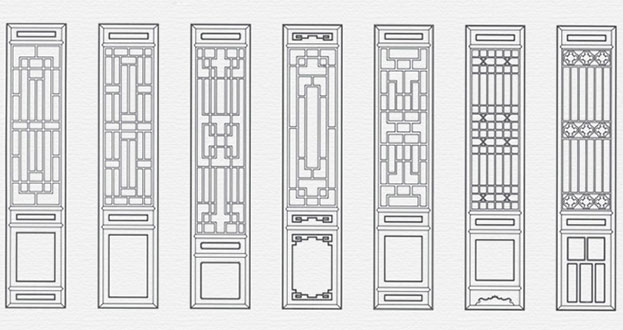 红古常用中式仿古花窗图案隔断设计图